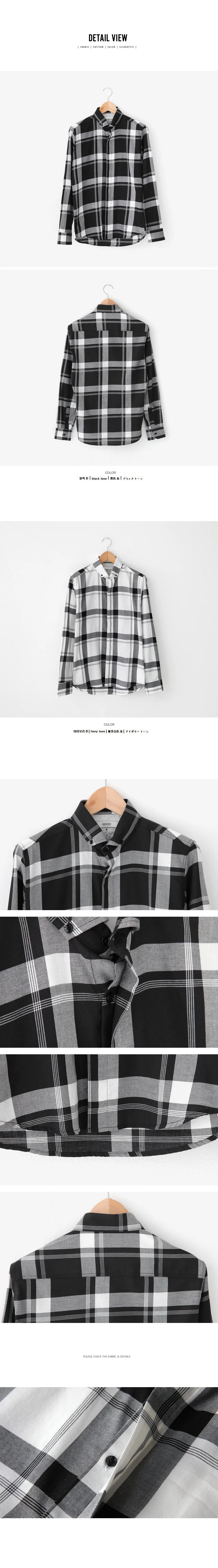 トーンオントーンチェックパターンボタンダウンシャツ・全2色 | 詳細画像7