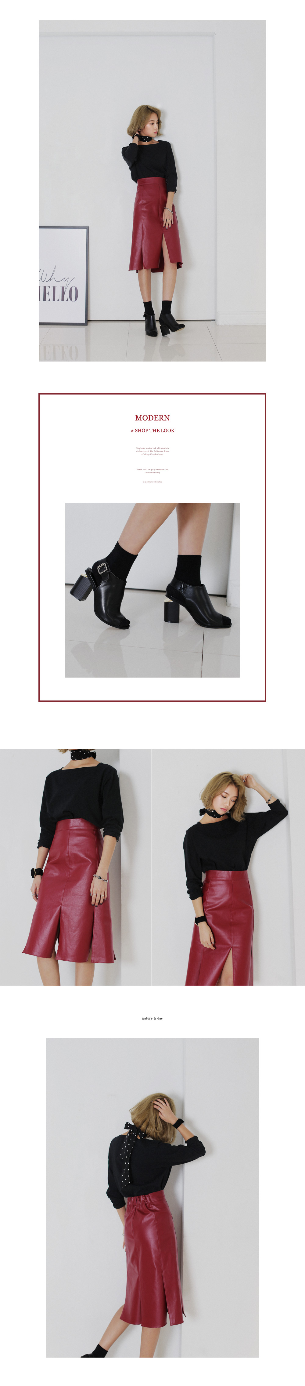 ウエストゴムスリットヘムAラインコーティングスカート・全2色 | DHOLIC | 詳細画像2