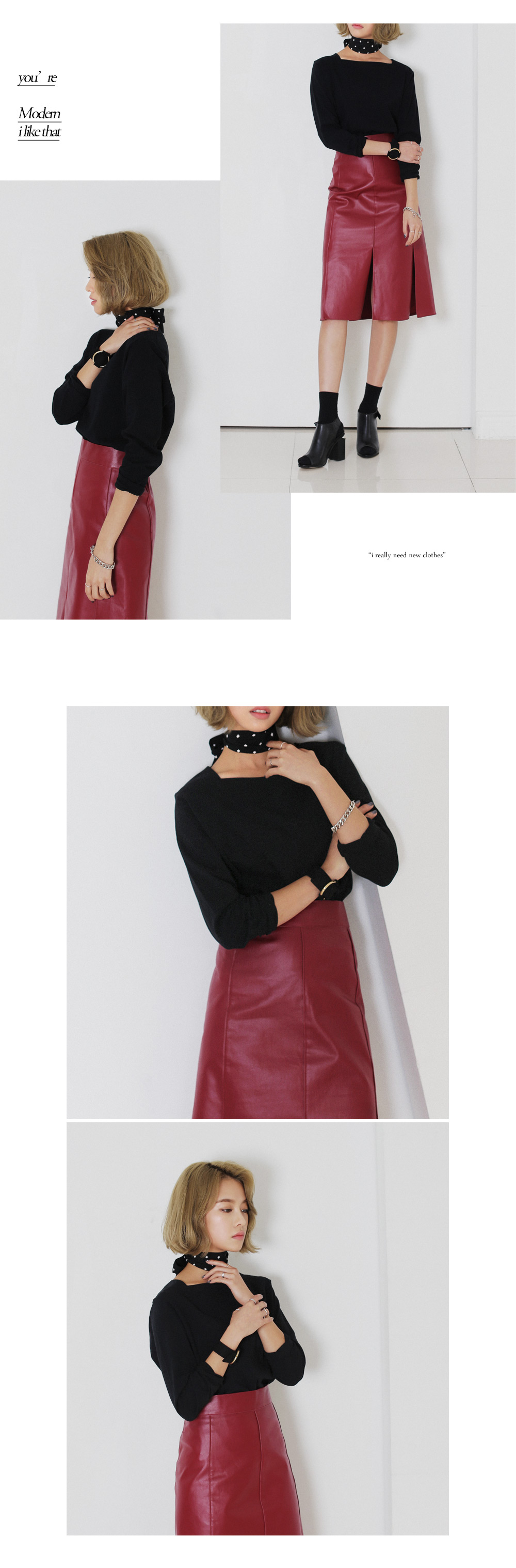 ウエストゴムスリットヘムAラインコーティングスカート・全2色 | DHOLIC | 詳細画像3