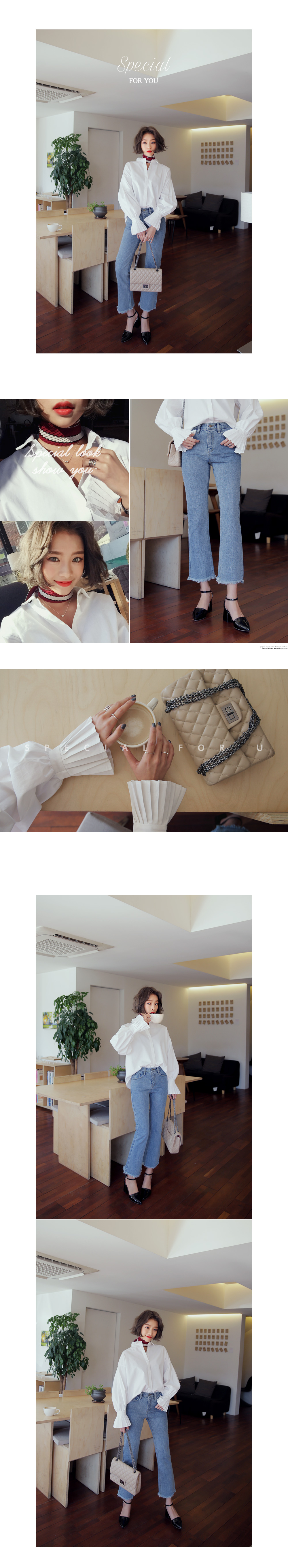 ナローカラープリーツベルスリーブブラウス・全2色 | DHOLIC | 詳細画像2