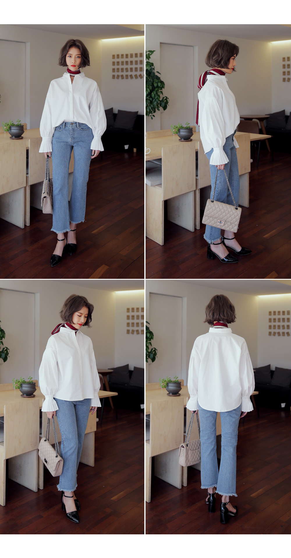 ナローカラープリーツベルスリーブブラウス・全2色 | DHOLIC | 詳細画像10