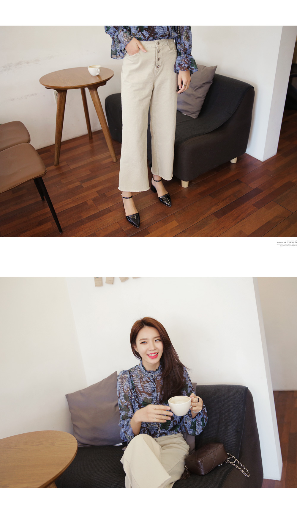 フリルヘムフローラルシフォンブラウス・全2色 | DHOLIC | 詳細画像5