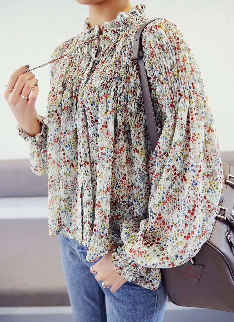 スモールフラワーパターンスモックブラウス・全2色 | DHOLIC | 詳細画像1