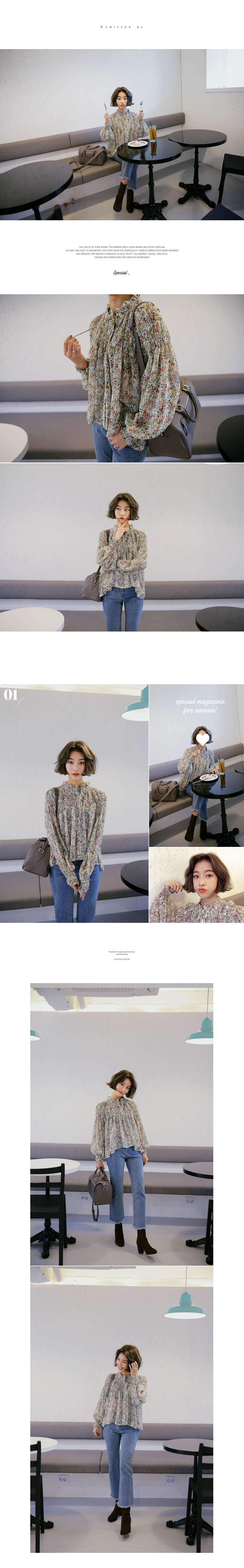 スモールフラワーパターンスモックブラウス・全2色 | DHOLIC | 詳細画像2