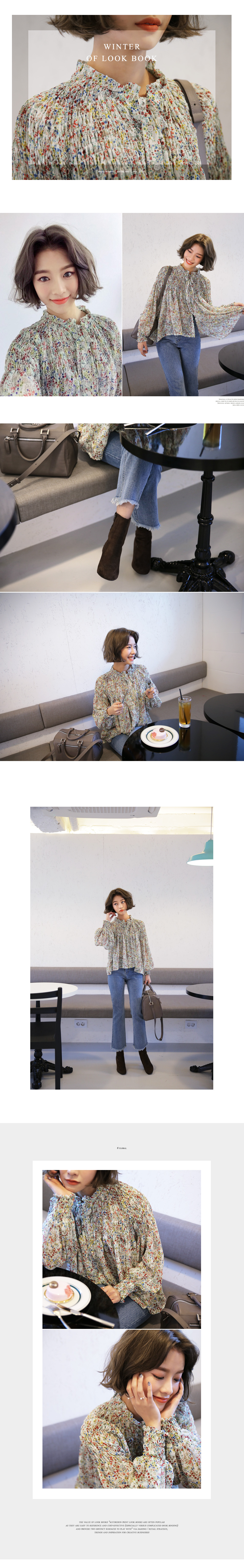 スモールフラワーパターンスモックブラウス・全2色 | DHOLIC | 詳細画像3