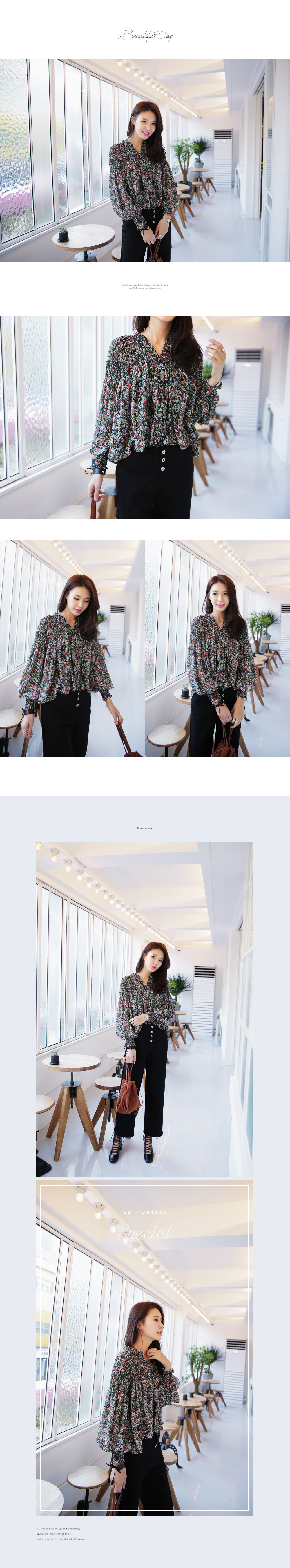 スモールフラワーパターンスモックブラウス・全2色 | DHOLIC | 詳細画像5