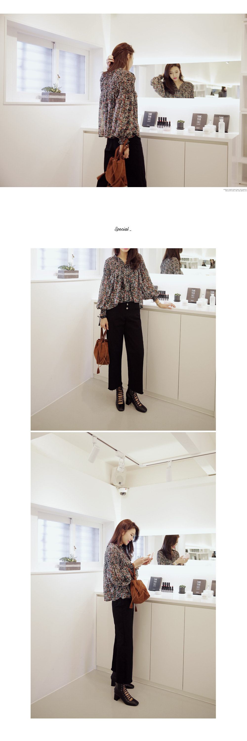 スモールフラワーパターンスモックブラウス・全2色 | DHOLIC | 詳細画像6