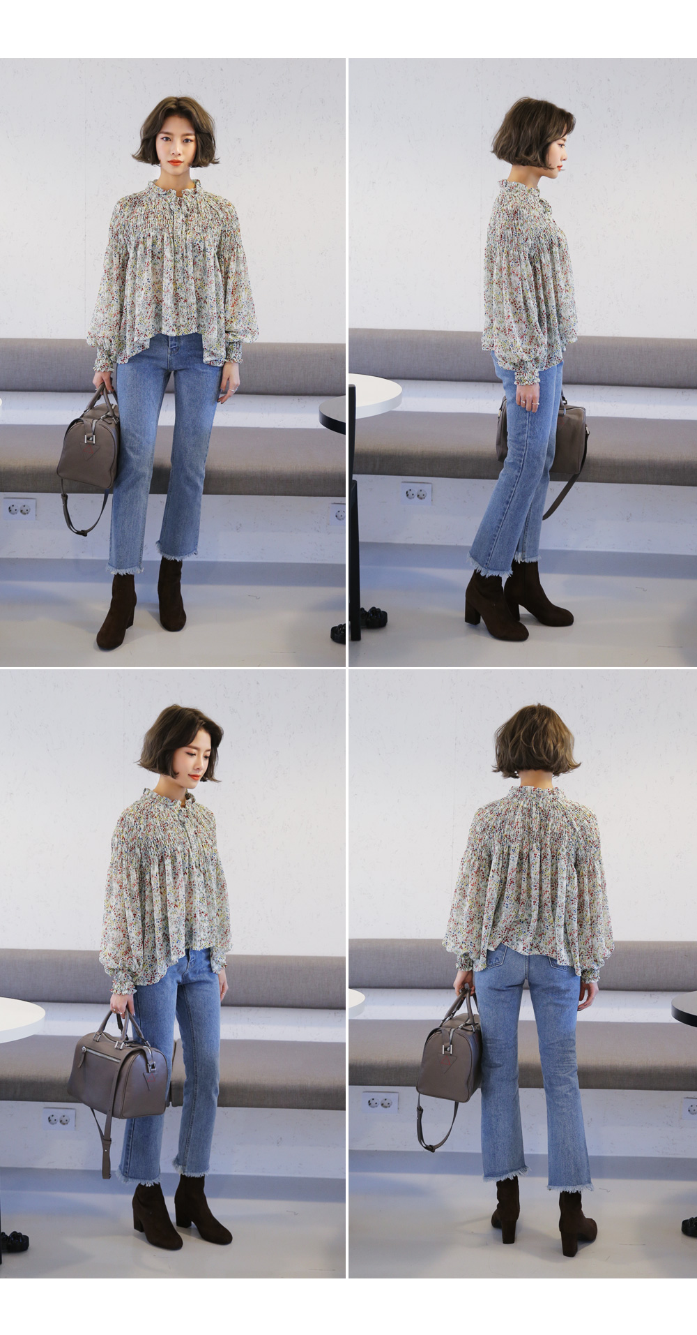 スモールフラワーパターンスモックブラウス・全2色 | DHOLIC | 詳細画像7