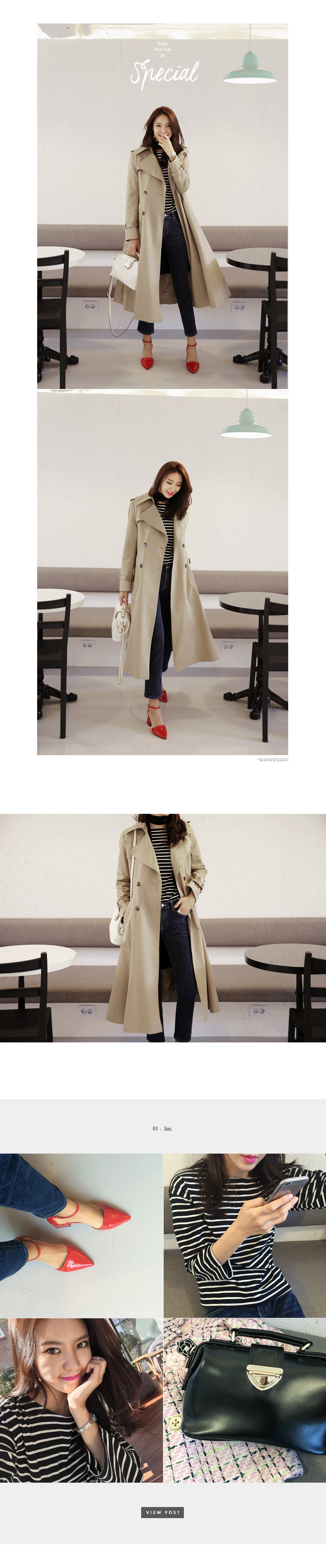 ガンフラップフレアラインロングトレンチコート・全2色 | DHOLIC | 詳細画像6