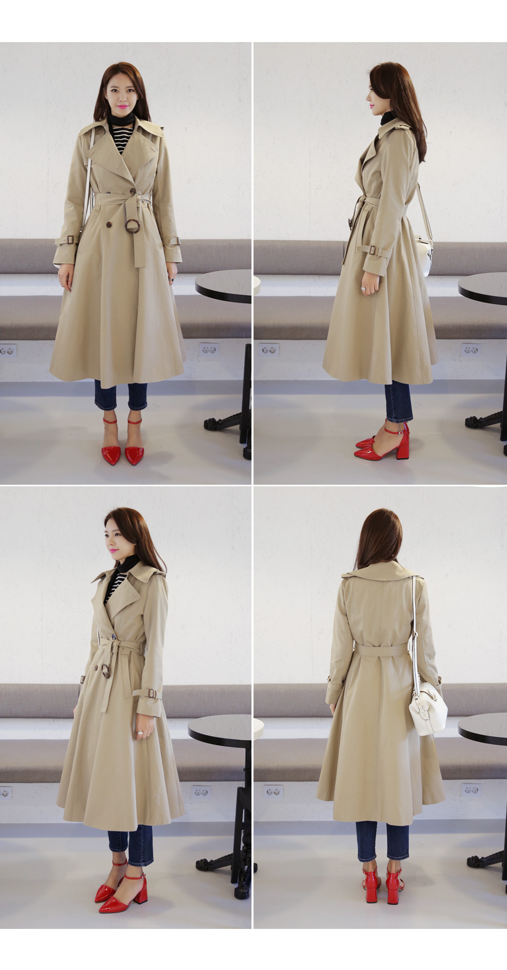 ガンフラップフレアラインロングトレンチコート・全2色 | DHOLIC | 詳細画像8