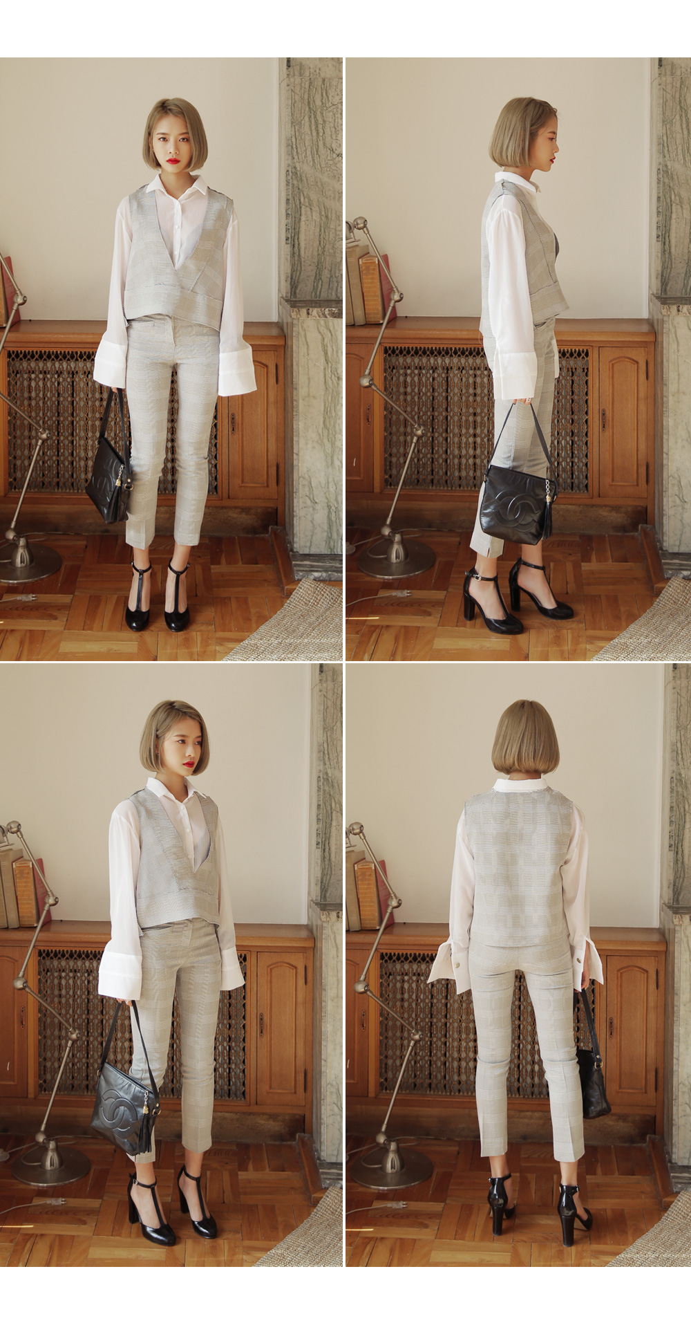 グレンチェックパターンVネックベスト・全2色 | DHOLIC | 詳細画像6