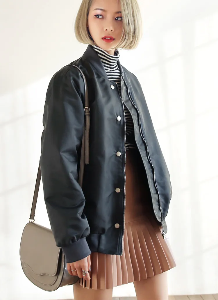 フェイクボタンジップアップブルゾンジャケット・全3色 | DHOLIC | 詳細画像1