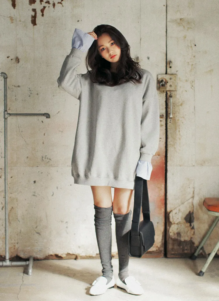 <DHOLIC オリジナル>レイヤードカフススウェットワンピース・全2色 | DHOLIC | 詳細画像1