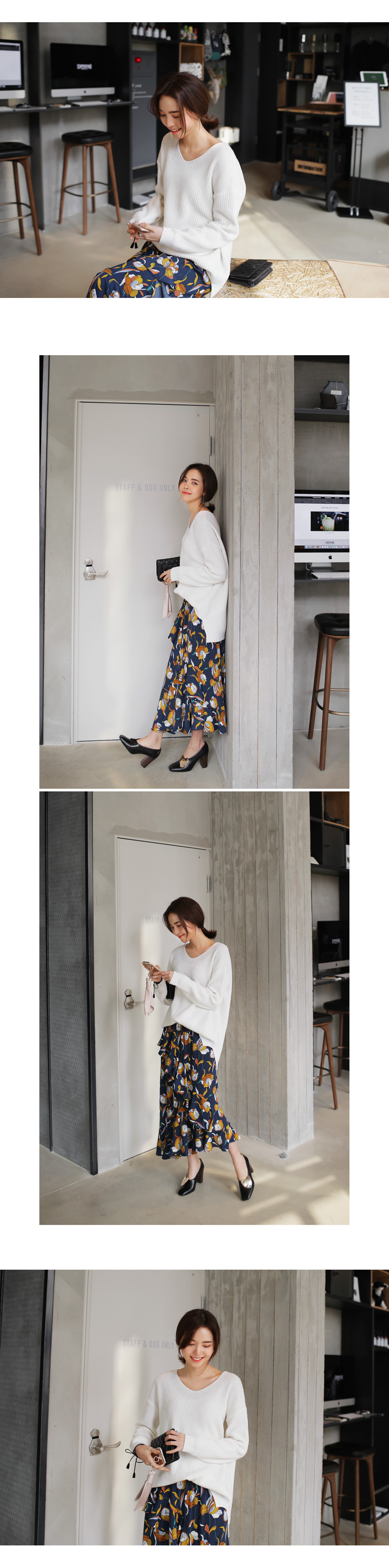 フラワーラッフルアシメヘムロングスカート・全2色 | DHOLIC | 詳細画像4