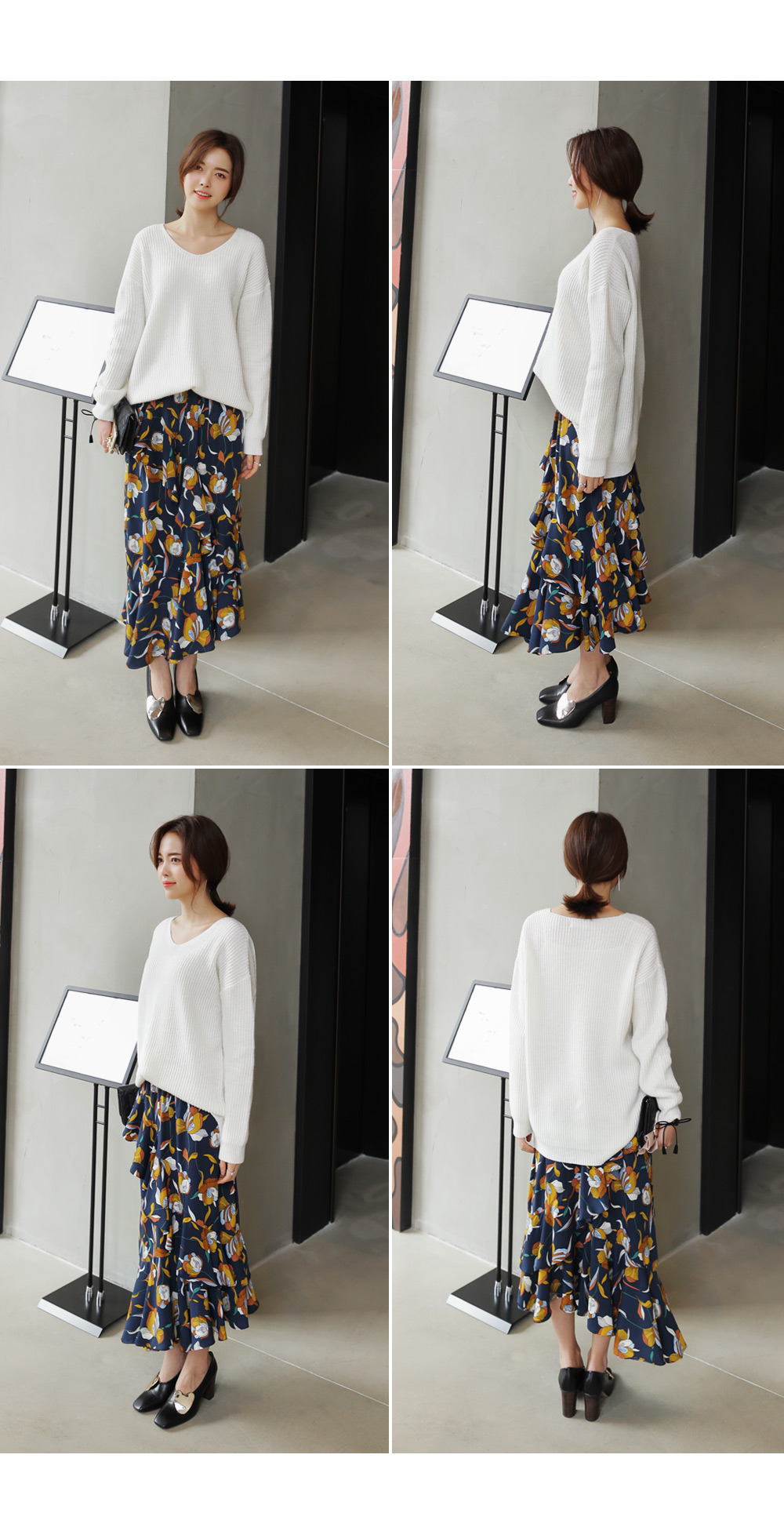 フラワーラッフルアシメヘムロングスカート・全2色 | DHOLIC | 詳細画像5