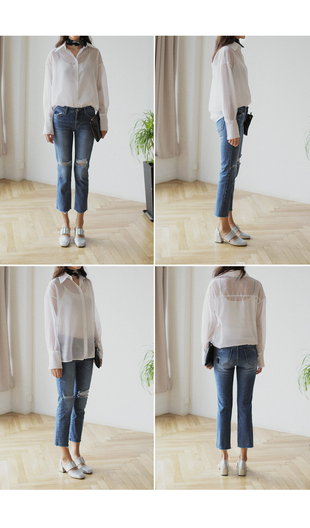 ロングカラーカフスシースルーブラウス・全3色 | DHOLIC | 詳細画像5