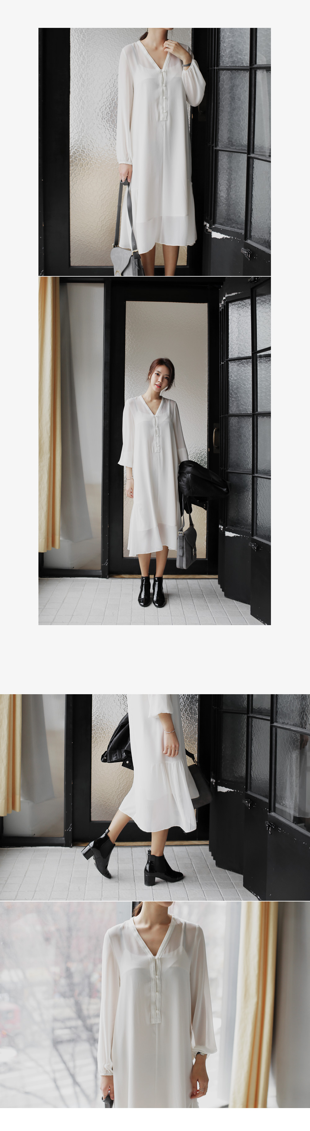 Vネックロングワンピース＆ぺチキャミソールワンピSET・全1色 | DHOLIC | 詳細画像6