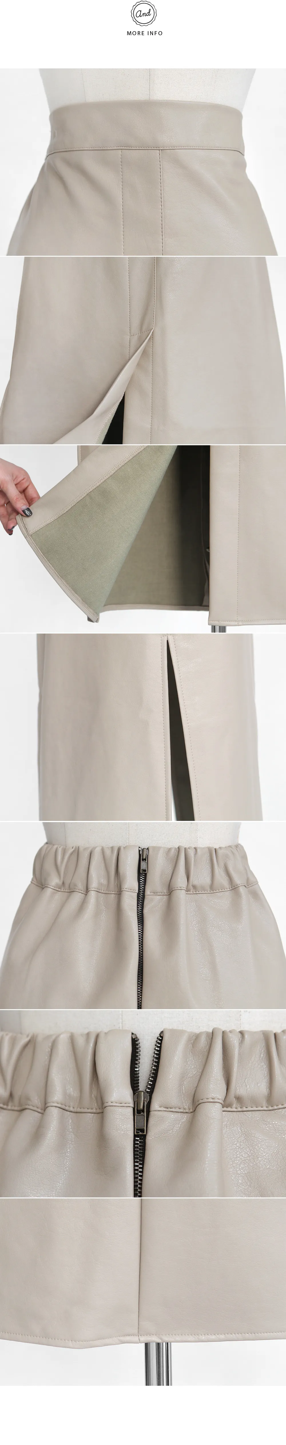 フェイクレザースリットAラインスカート・全2色 | DHOLIC | 詳細画像5