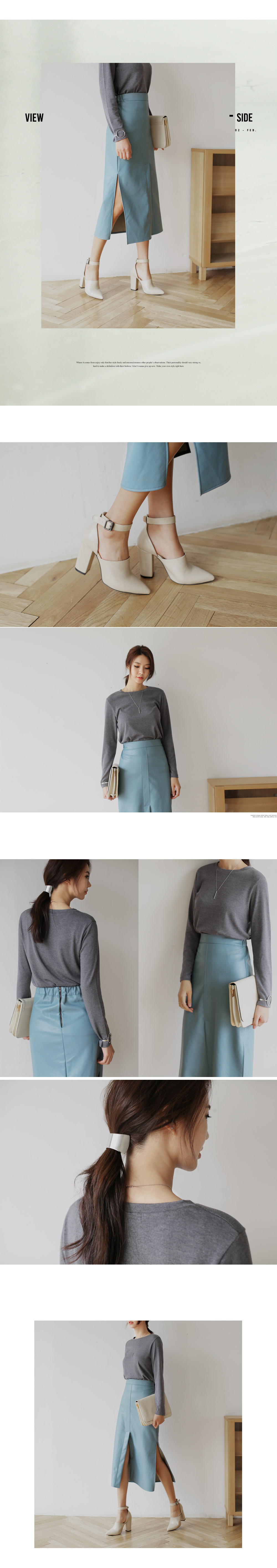 フェイクレザースリットAラインスカート・全2色 | DHOLIC | 詳細画像2