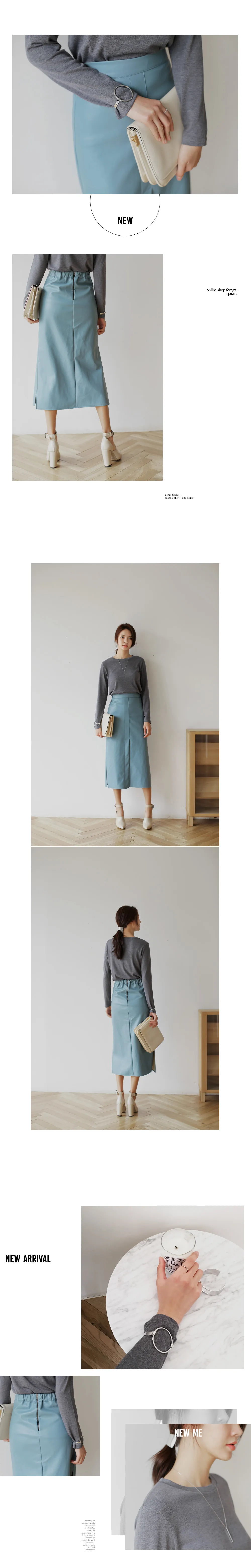 フェイクレザースリットAラインスカート・全2色 | DHOLIC | 詳細画像3