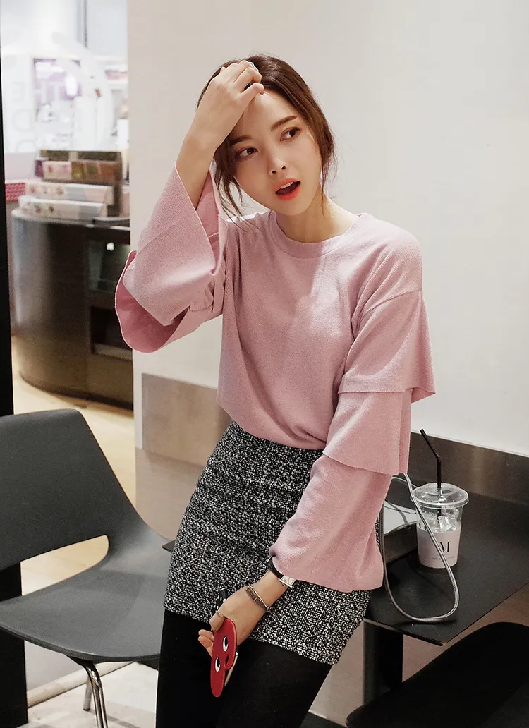 ティアードラッフルスリーブラウンドネックTシャツ・全3色 | DHOLIC | 詳細画像1