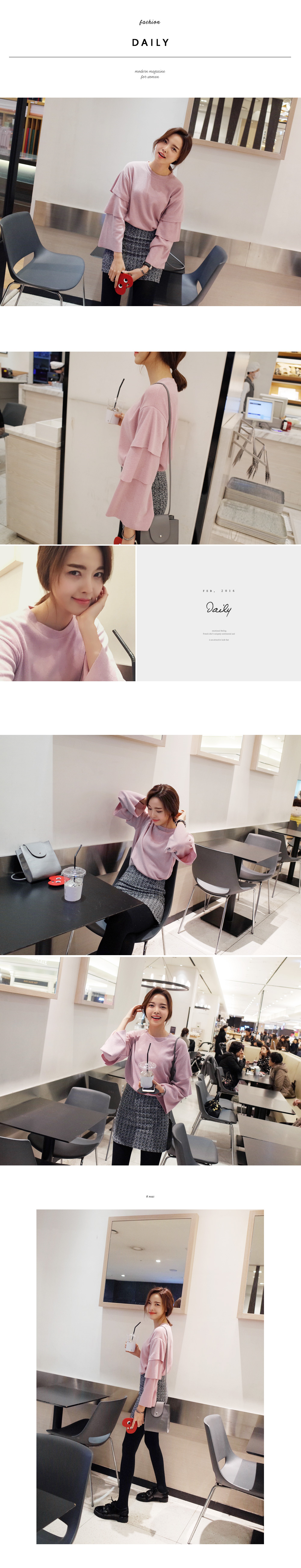 ティアードラッフルスリーブラウンドネックTシャツ・全3色 | DHOLIC | 詳細画像2