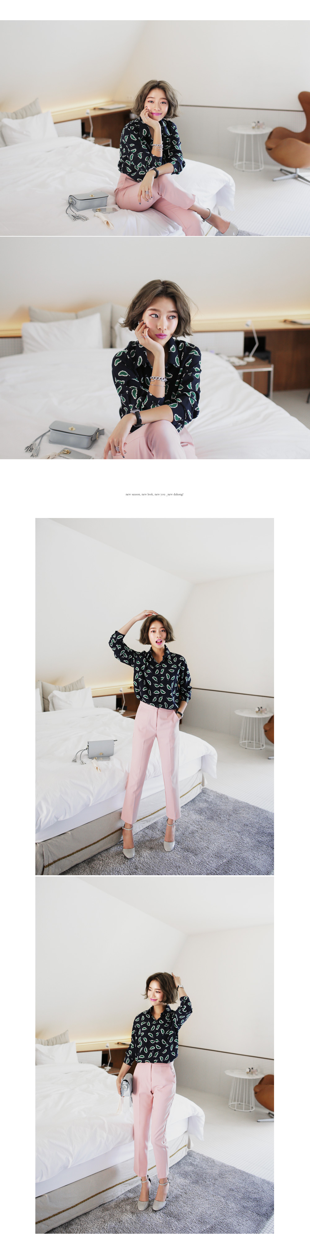 ユニークリーフパターンプリントブラウス・全2色 | DHOLIC | 詳細画像4