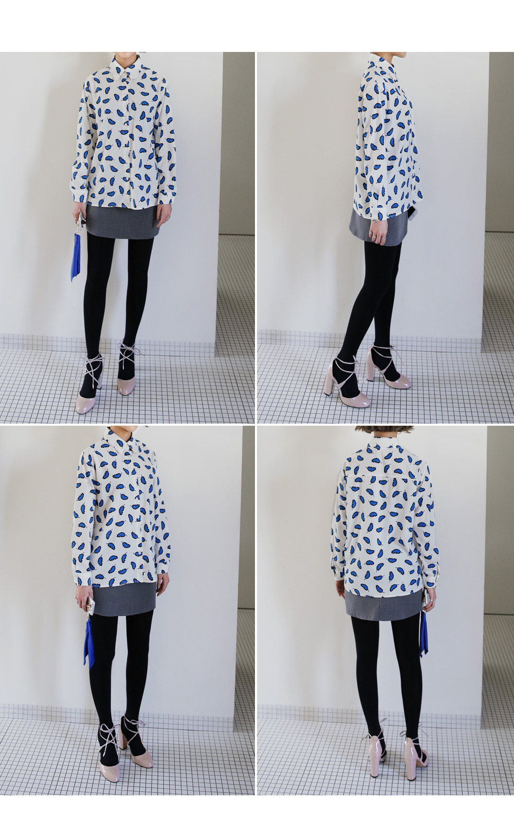 ユニークリーフパターンプリントブラウス・全2色 | DHOLIC | 詳細画像7