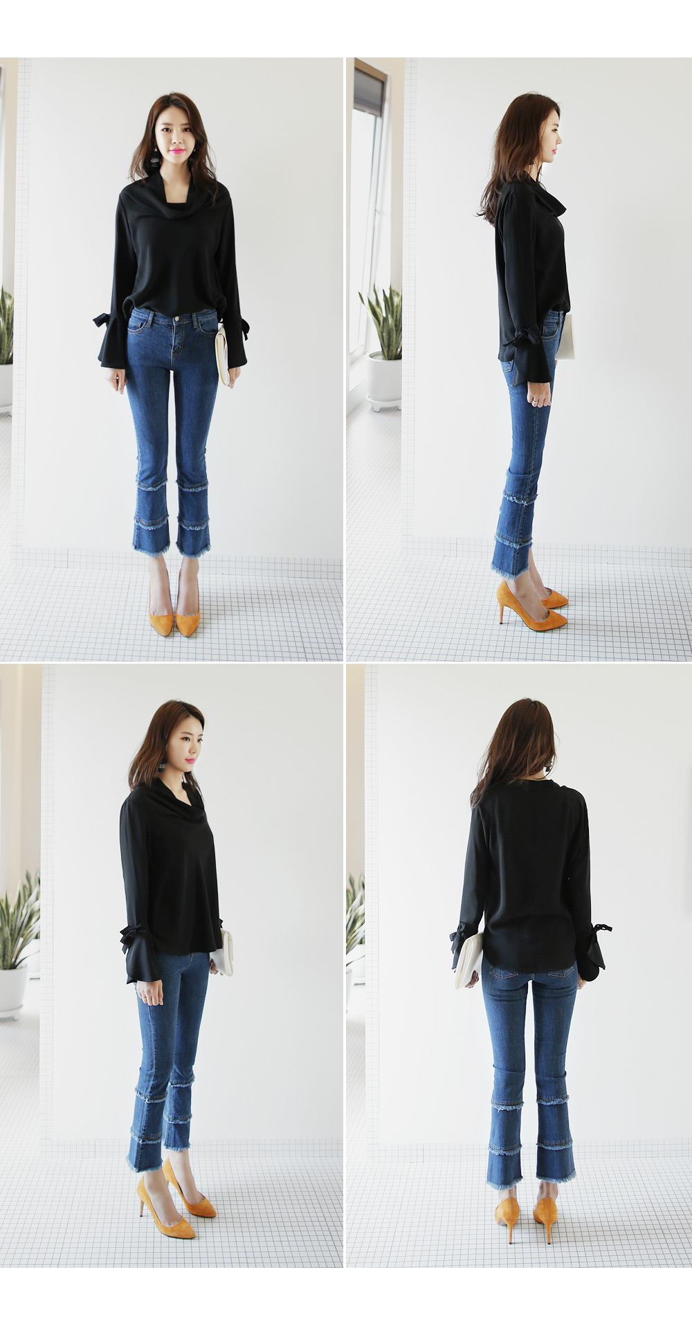 ドレープフロントリボンベルスリーブブラウス・全2色 | DHOLIC | 詳細画像5