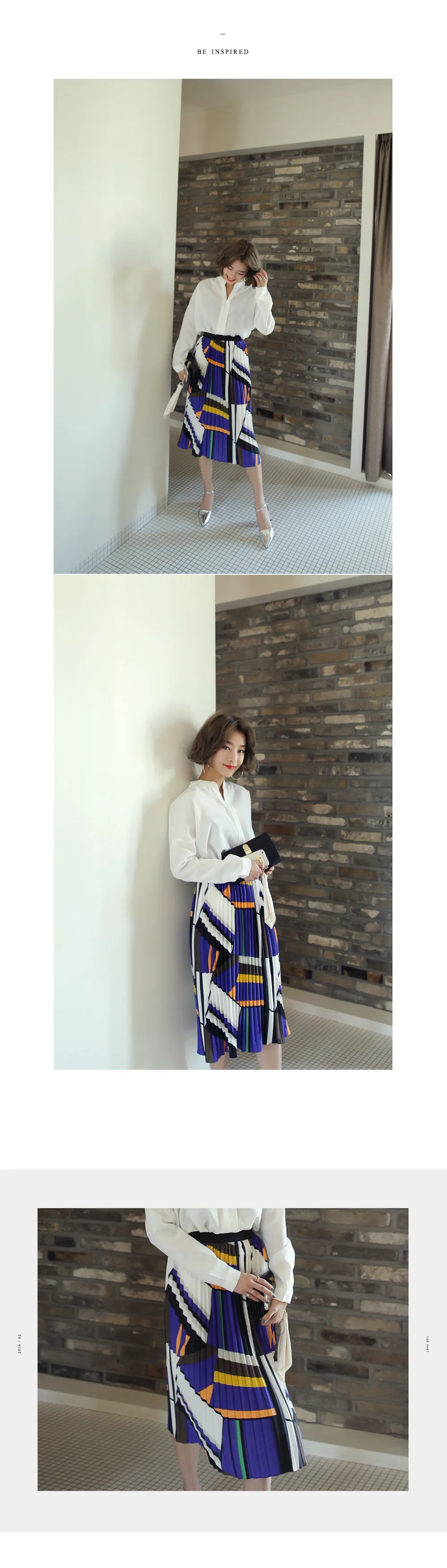 レトロパターンアコーディオンプリーツミモレ丈スカート・全2色 | DHOLIC | 詳細画像3