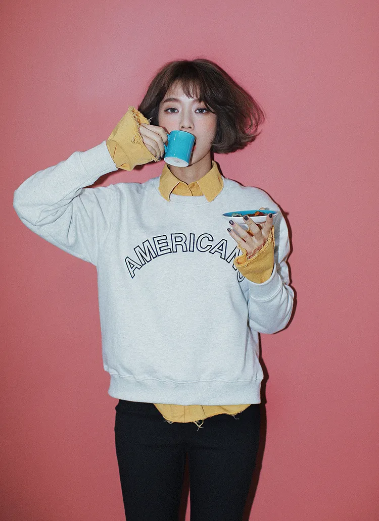 AMERICANOロゴ刺繍スウェットプルオーバー・全3色 | DHOLIC | 詳細画像1