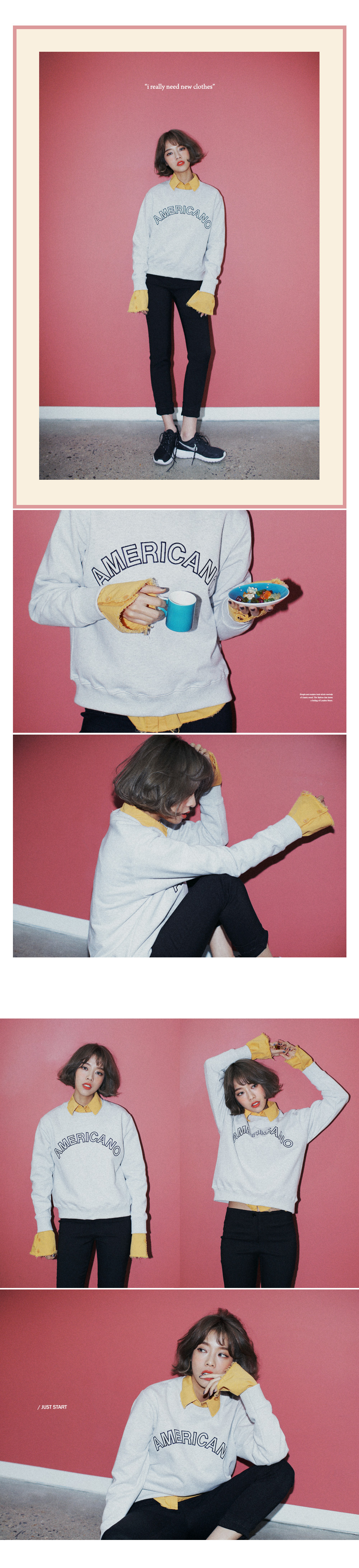 AMERICANOロゴ刺繍スウェットプルオーバー・全3色 | DHOLIC | 詳細画像2