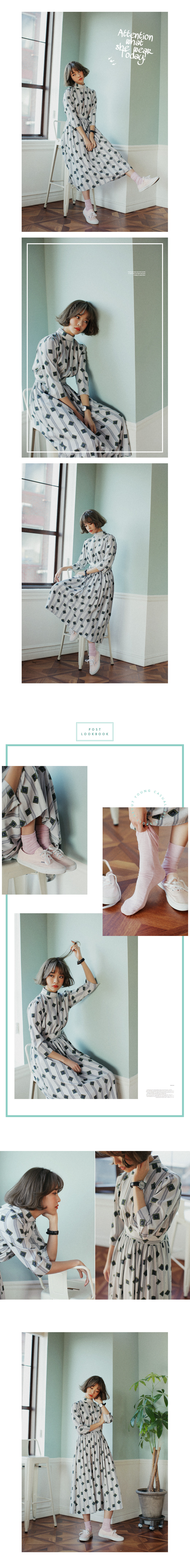 <font color=red><b>**雑誌saita5月号掲載**</b></font>ユニークスクエアパターンロングワンピース・全2色 | DHOLIC | 詳細画像3