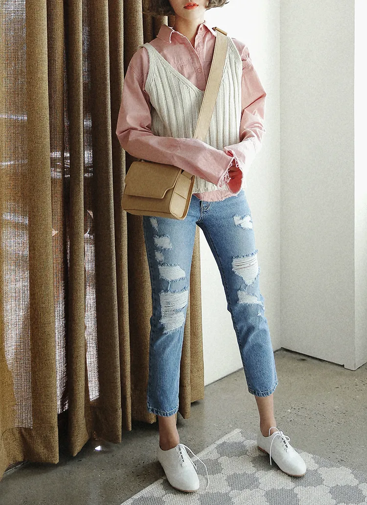 ハイダメージクロップドデニムパンツ・全1色 | DHOLIC | 詳細画像1