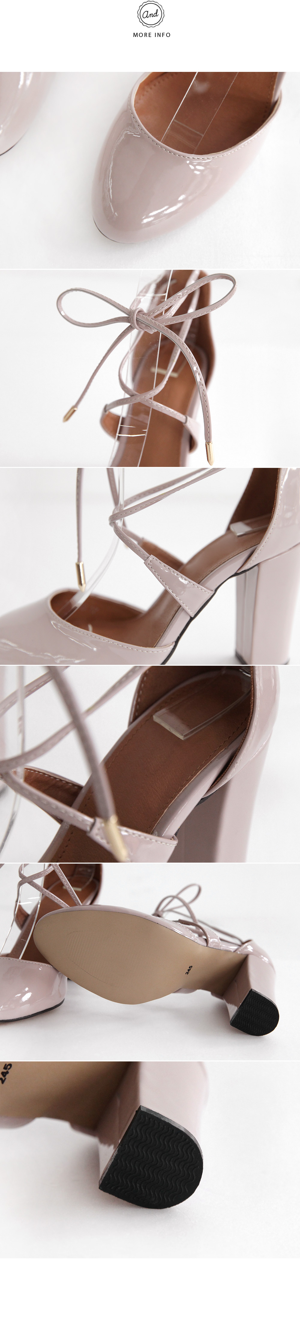 エナメル調ラウンドトゥレースアップヒール・全3色 | DHOLIC | 詳細画像8