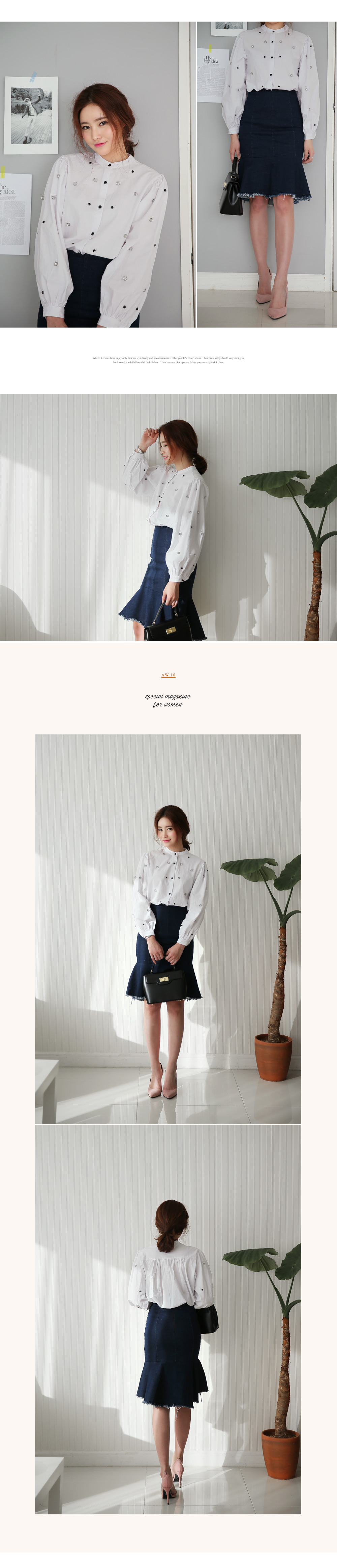 マルチビジューパフスリーブブラウス・全1色 | DHOLIC | 詳細画像6