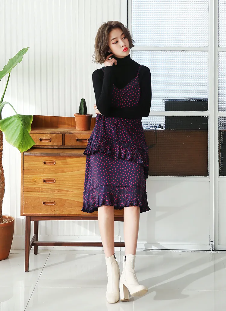 リップパターンラッフルフレアワンピース・全2色 | DHOLIC | 詳細画像1