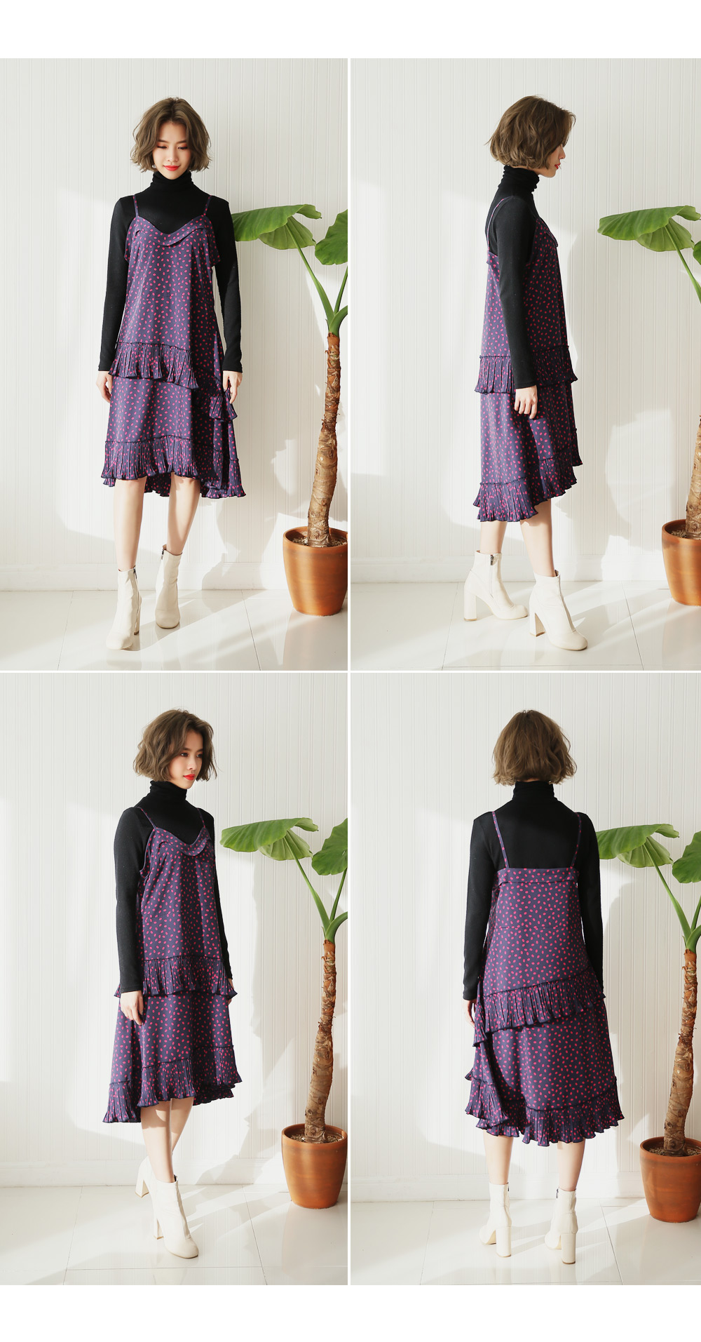 リップパターンラッフルフレアワンピース・全2色 | DHOLIC | 詳細画像5