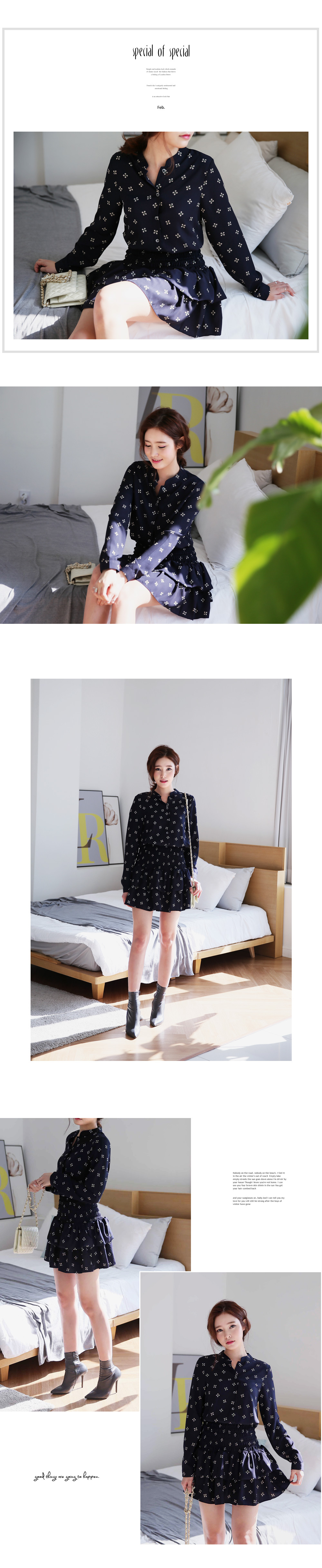 ユニークパターンティアードフレアヘムミニワンピース・全2色 | DHOLIC | 詳細画像2