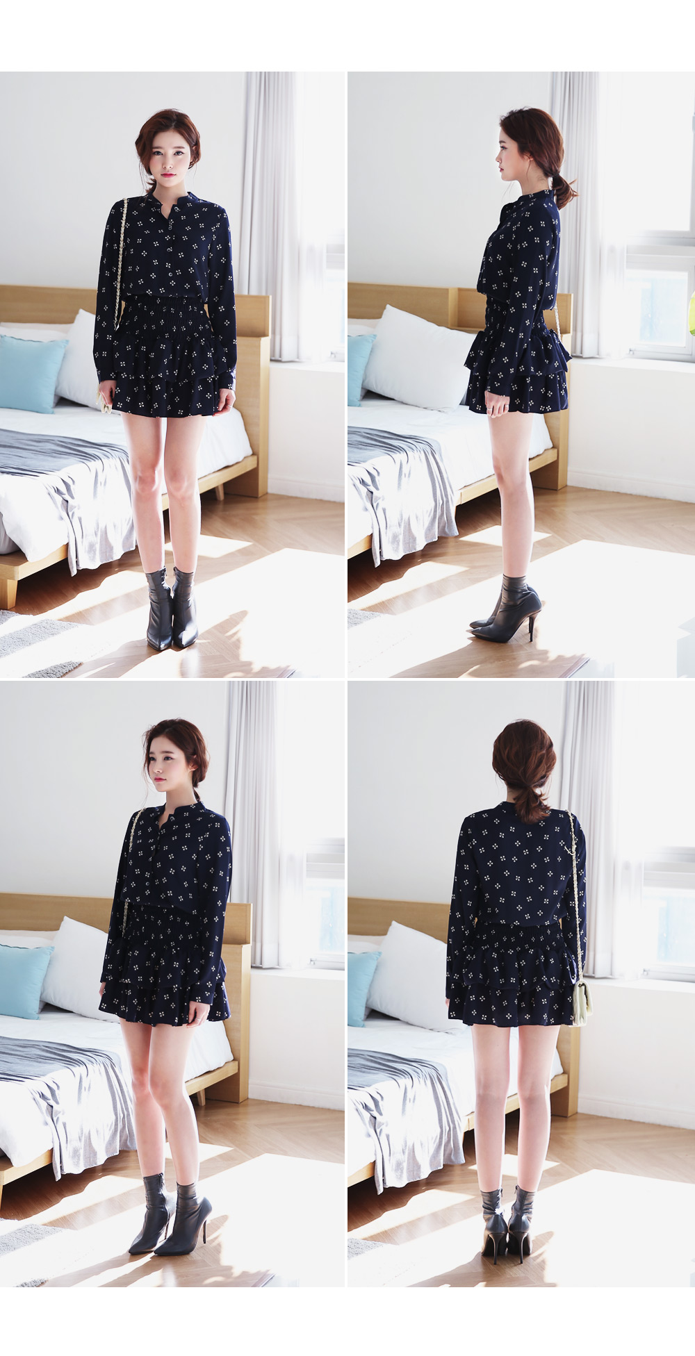 ユニークパターンティアードフレアヘムミニワンピース・全2色 | DHOLIC | 詳細画像6