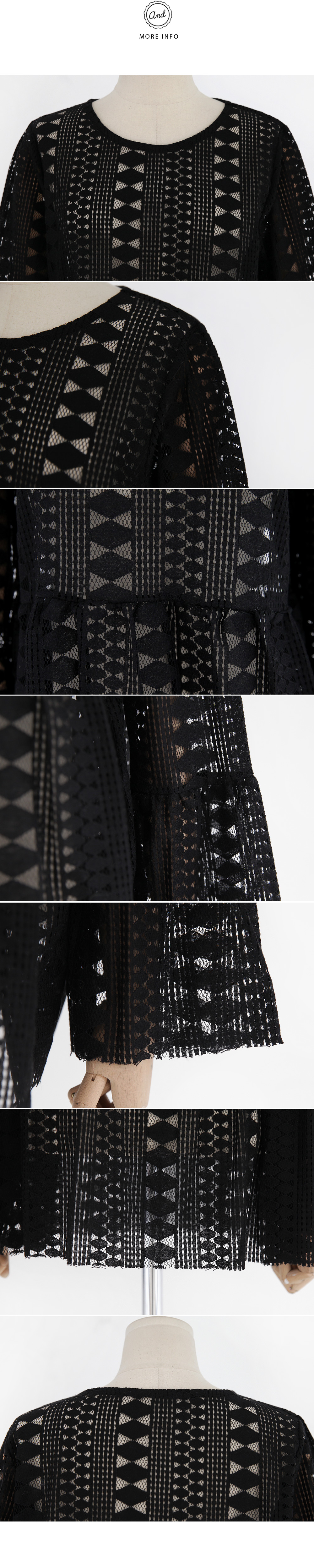 フレイドフレアヘムレースパターンブラウス・全2色 | DHOLIC | 詳細画像10