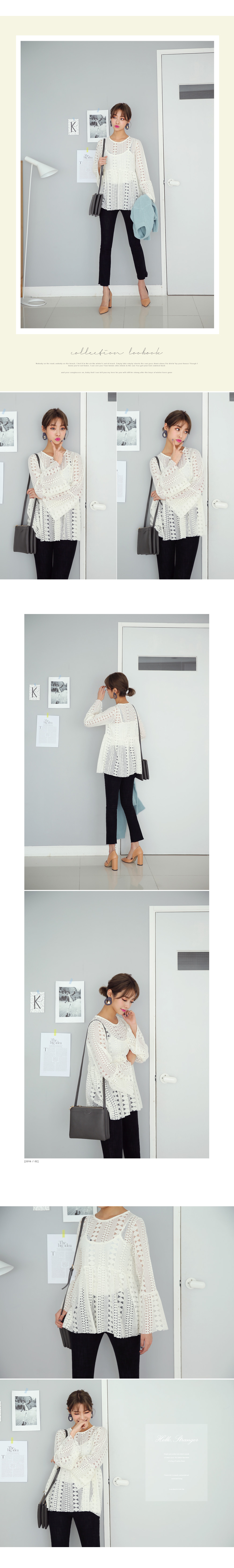 フレイドフレアヘムレースパターンブラウス・全2色 | DHOLIC | 詳細画像4