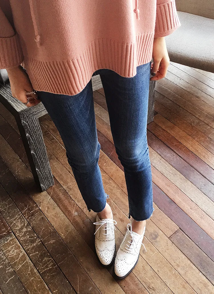 アンバランスフレイドヘムデニムスキニーパンツ・全1色 | DHOLIC | 詳細画像1