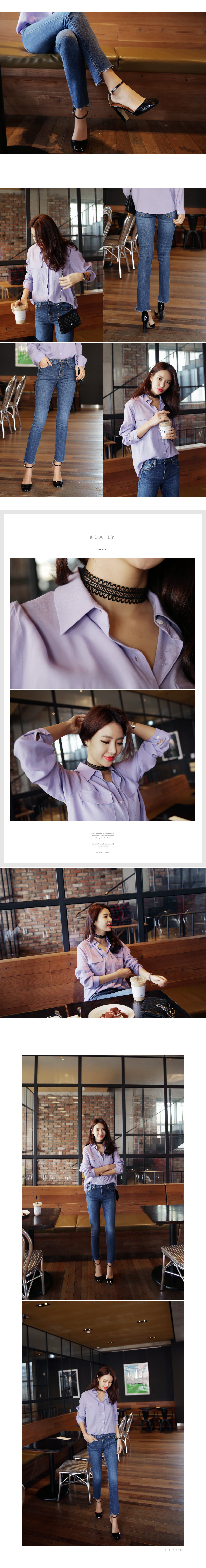 アンバランスフレイドヘムデニムスキニーパンツ・全1色 | DHOLIC | 詳細画像3