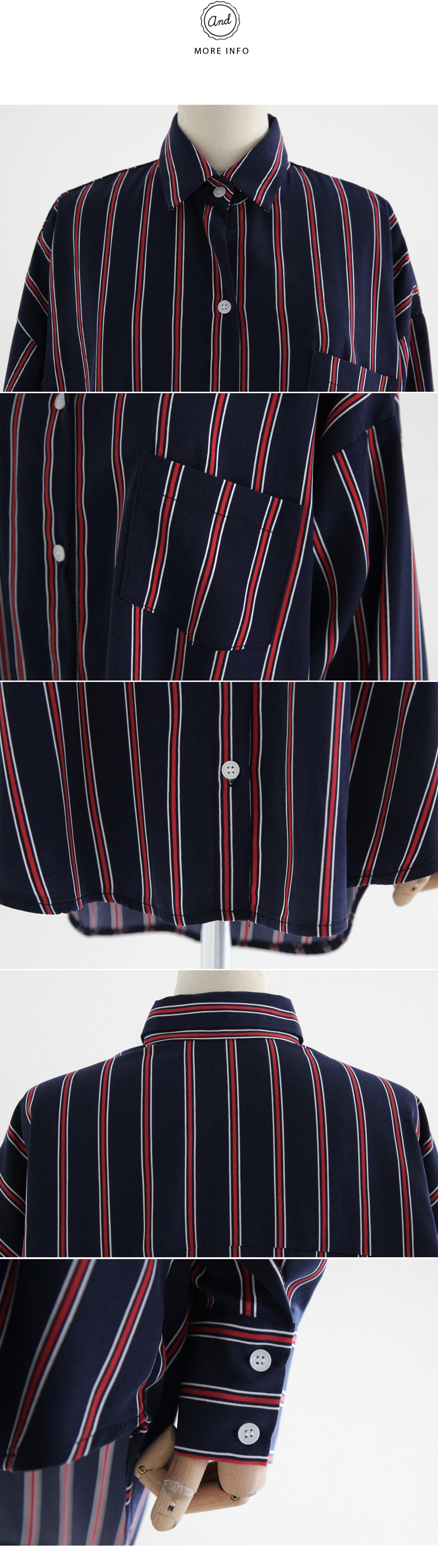 レジメンタルストライプオーバーサイズブラウス・全3色 | DHOLIC | 詳細画像6