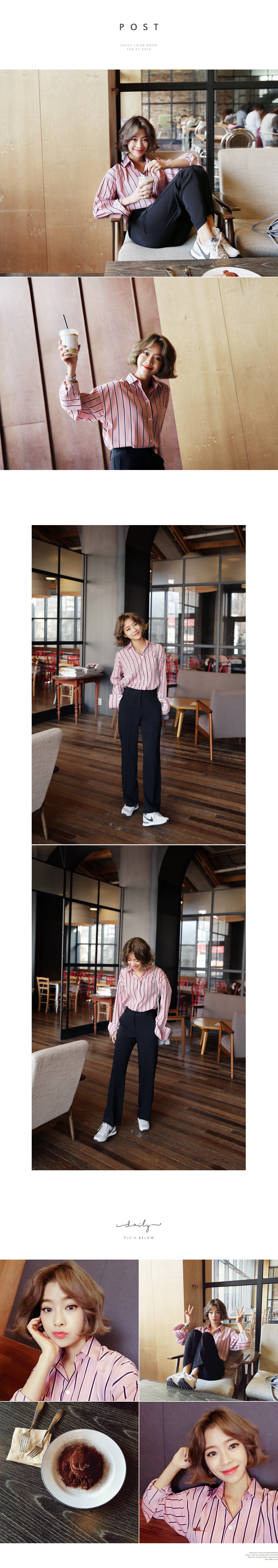 レジメンタルストライプオーバーサイズブラウス・全3色 | DHOLIC | 詳細画像2