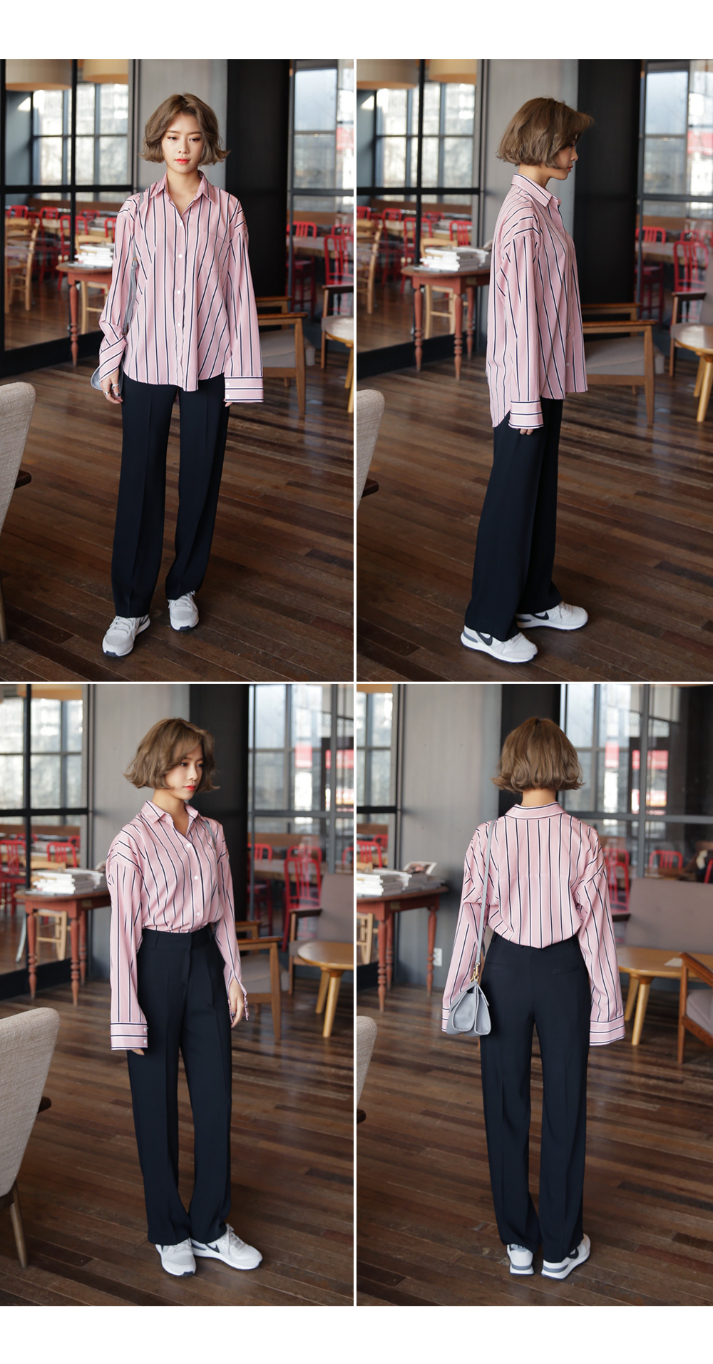 レジメンタルストライプオーバーサイズブラウス・全3色 | DHOLIC | 詳細画像5