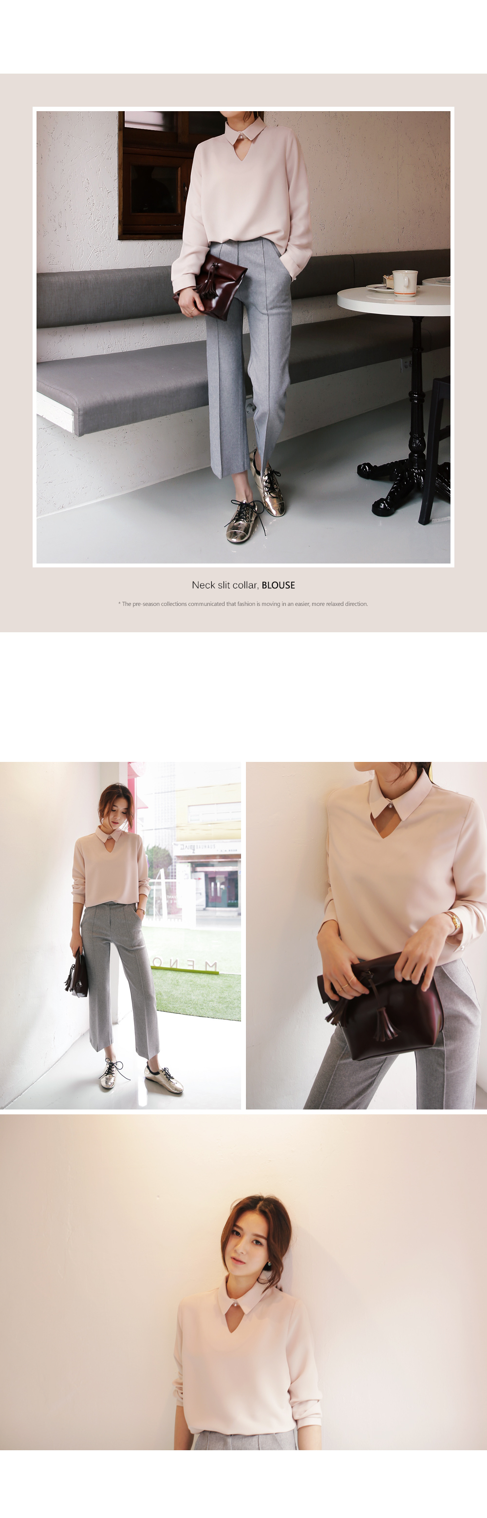 <font color=red><b><人気商品再入荷></b></font>Vラインスリットディテールカラーブラウス・全5色 | DHOLIC | 詳細画像9