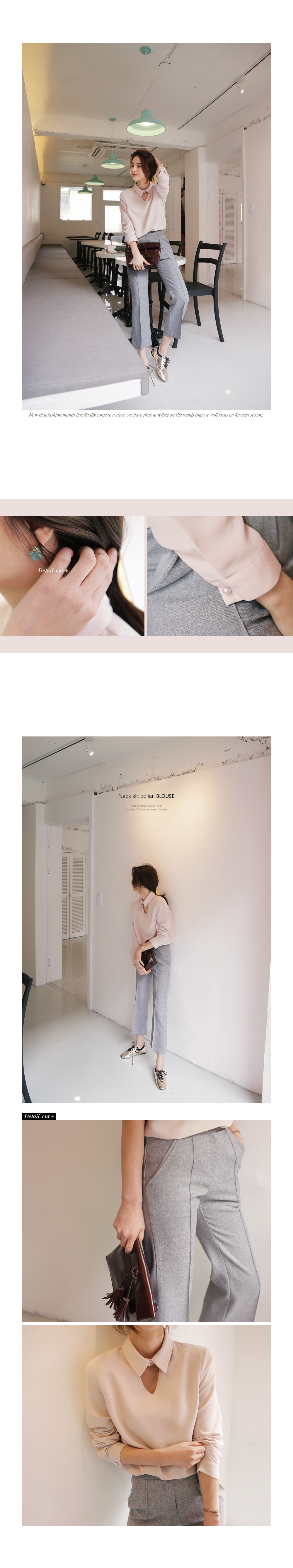 <font color=red><b><人気商品再入荷></b></font>Vラインスリットディテールカラーブラウス・全5色 | DHOLIC | 詳細画像11