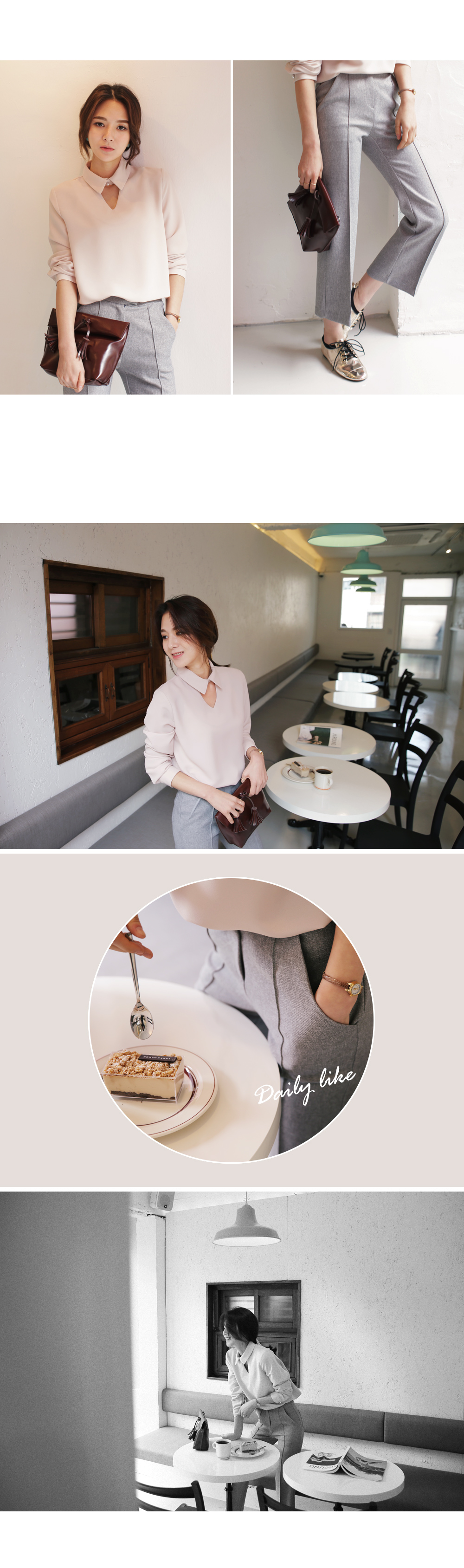 <font color=red><b><人気商品再入荷></b></font>Vラインスリットディテールカラーブラウス・全5色 | DHOLIC | 詳細画像12